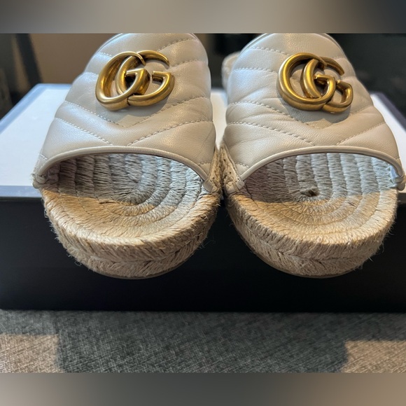 GUCCI GG MARMONT GREAT WHITE ESPADRILLE SANDAL WOMEN 37 (7 US) - Picture 5 of 14